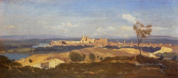 Aviñón visto desde Villenueve les Avignon plein air Romanticismo Jean Baptiste Camille Corot Pinturas al óleo
